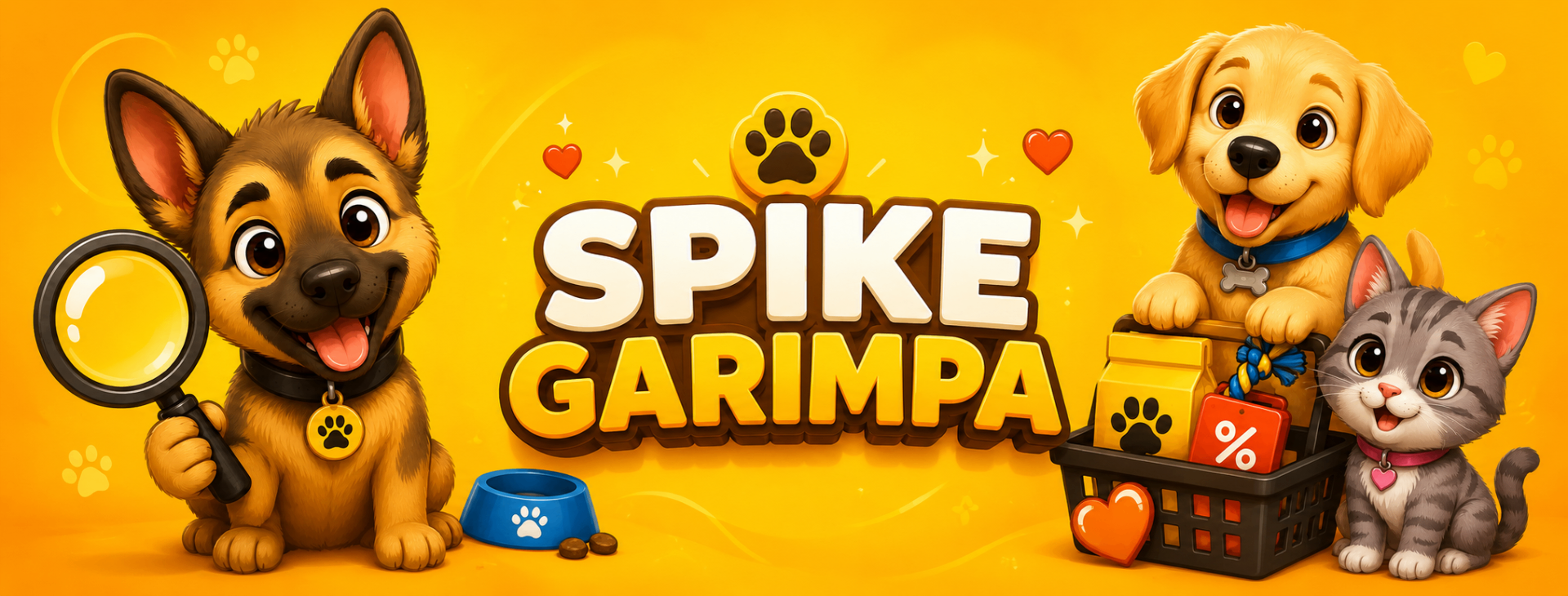 Spike, filhote e gatinha com achadinhos pet